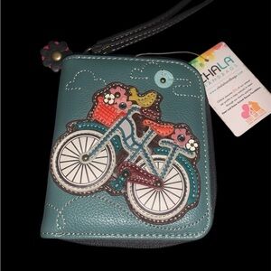 Chala Teal Bicycle Design Wallet